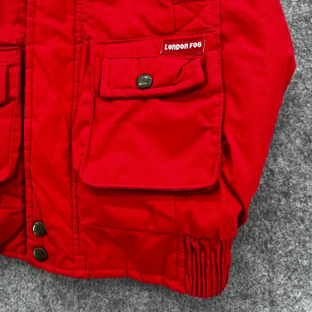 Vintage Kids London Fog Puffer Vest Size 7 Red High Altitude Patches‎ Retro 90s